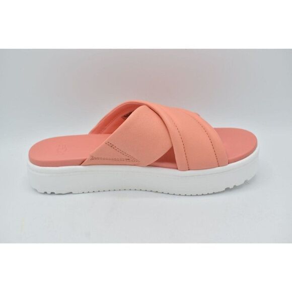 Ugg Womens Size 7 Zayne Crossband Starfish Pink Leather Platform Sandals Slides - Picture 6 of 11